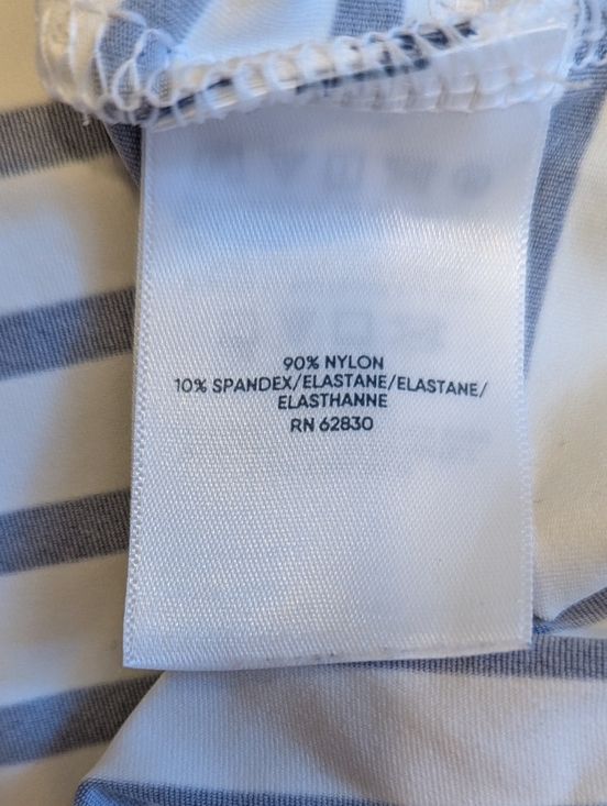 Lands' End Striped Quarter-Zip Long Sleeve Top - White & Navy - Picture 6 of 7